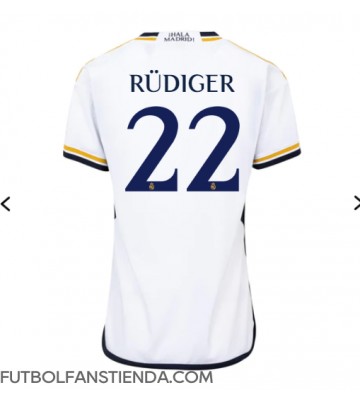 Real Madrid Antonio Rudiger #22 Primera Equipación Mujer 2023-24 Manga Corta